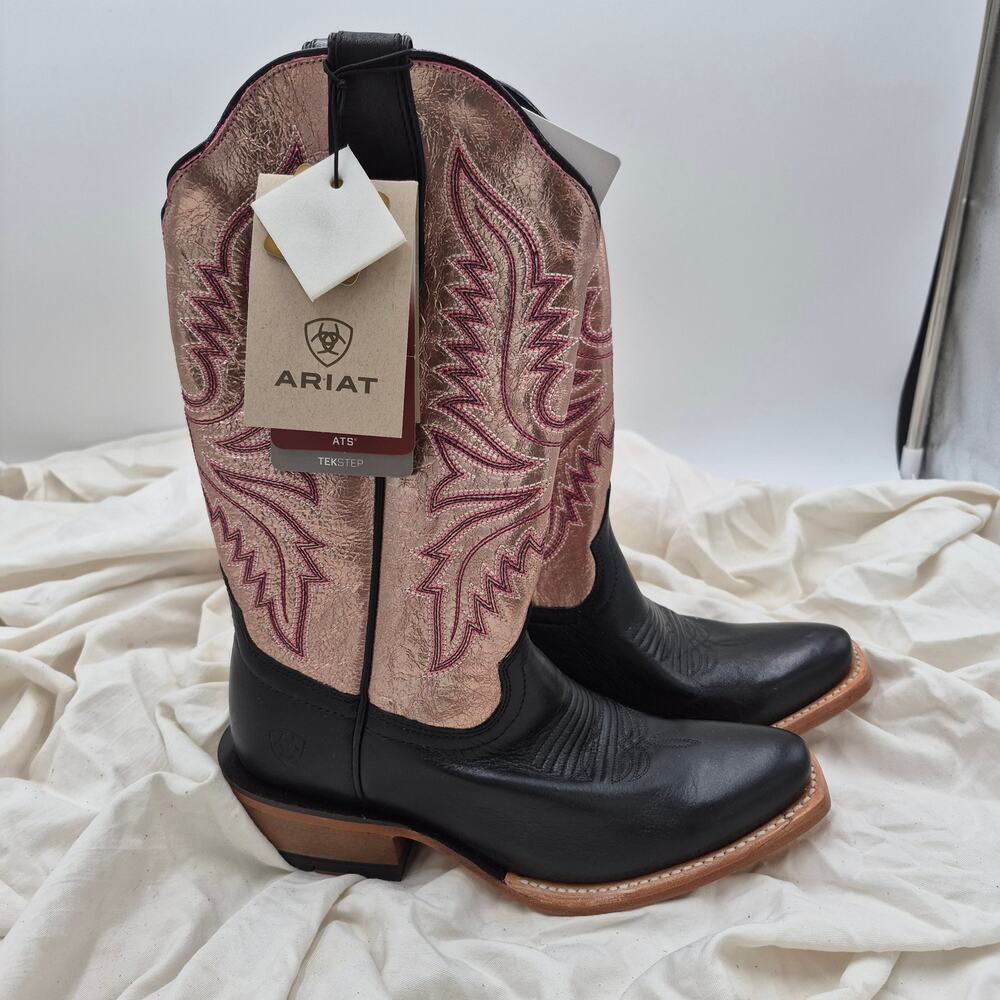 NEW Ariat cowboy Futurity Flash Western Boots Rose black leather boot Women 6